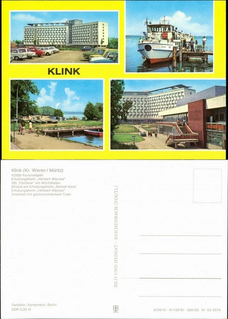 Klink (Müritz) FDGB-Ferienobjekt, Erholungsheim Herbert Warnke, MS Fontane 1978