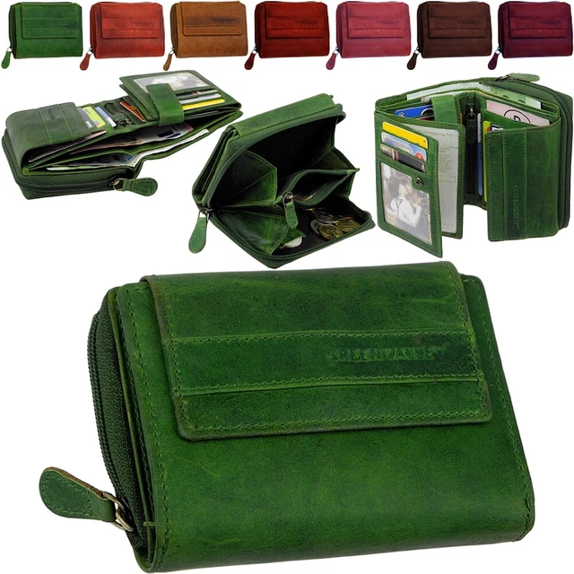 Portafoglio Donna In Pelle Piccolo - Con Cerniera, Portamonete E 7 Scomparti, Verde - Foto 8