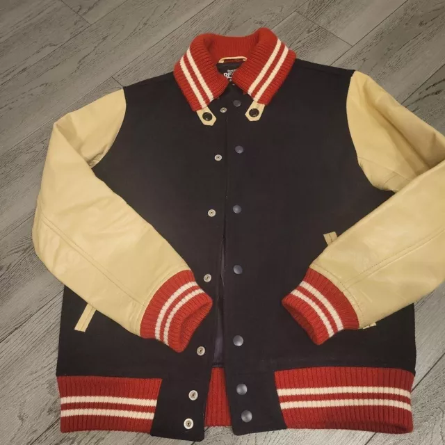 Vintage Beams Varsity Jacket Letterman Jacket Wool Leather  size M JAPAN