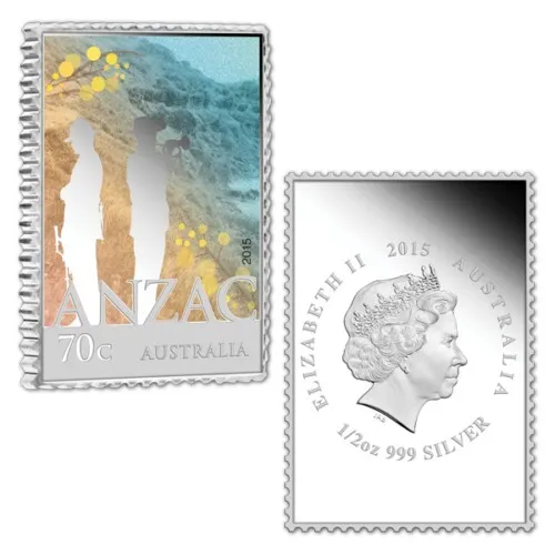 2015 ANZAC Stamp and SILVER Coin Set  Australia and NZ Post Collaboration