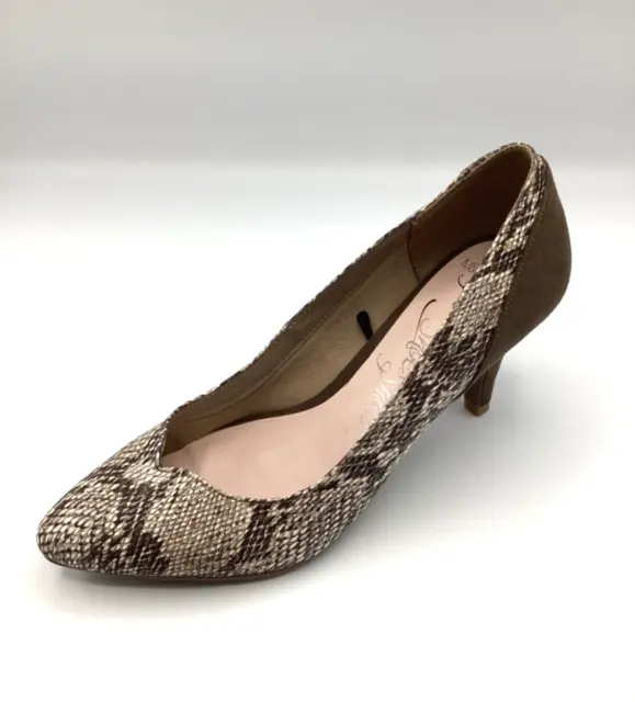 M&S Brown Faux Snakeskin Faux Leather High Heel Party Court Shoes Size UK 5.5 BN