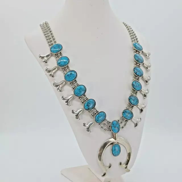 VINTAGE 70S SOUTHWEST Style Goldette Squash Blossom Necklace Faux Turquoise 89.99 PicClick