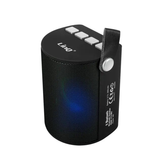 Wireless Bluetooth Speaker LED Multicolor FM Radio USB micro SD Port LinQ Black