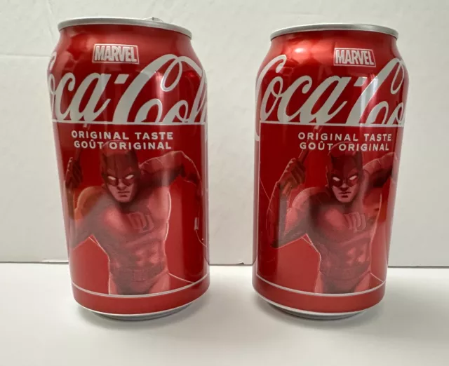 2 Coca Cola Can 2024 Marvel Edition Dare Devil - Opened/Empty