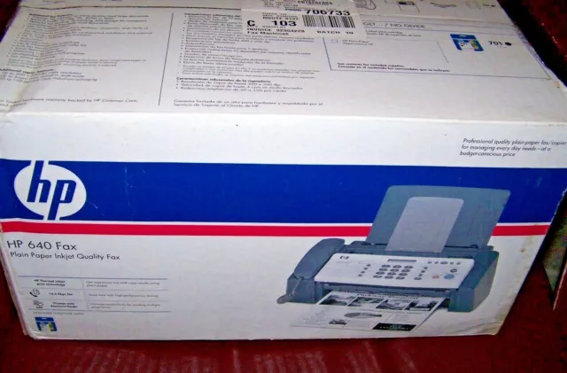 HP 640 FAX MACHINE - Plain Paper Inkjet - CB782-30001 - NOS! (Needs ink)