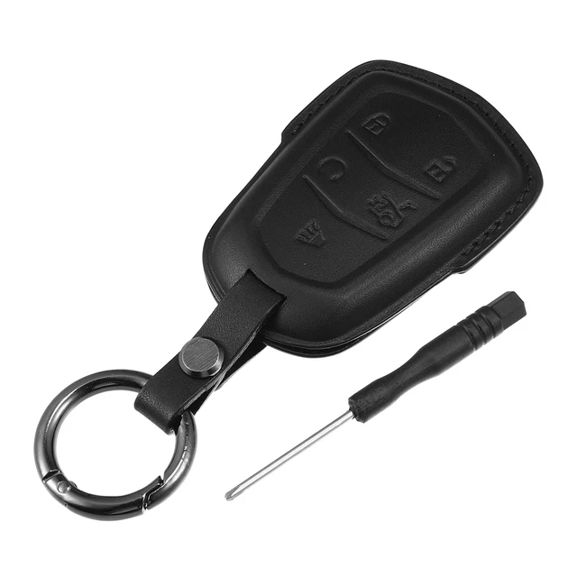 Imitación Cuero 5 Botones Coche Remoto Carcasa Estuche para Cadillac CTS Negro