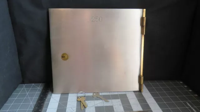 Antique L.L. Bates 1886 Safety Deposit Box Door 2 Op & 1 Guard Key #250 10" x11"