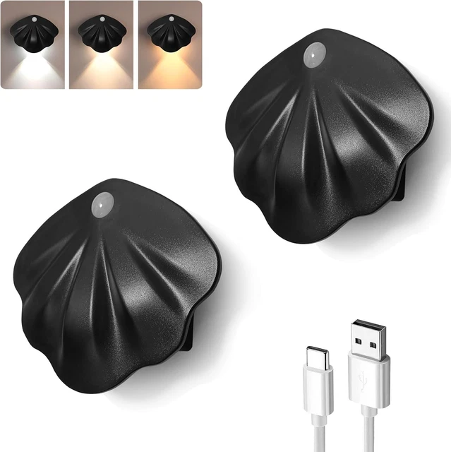 LED MOTION SENSOR Light Rechargeable Dimmable Indoor Wall-Mounted 2 ...