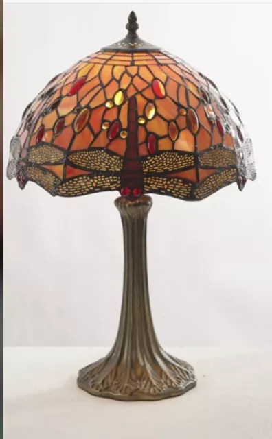 30cm Burnt orange Tiffany Dragonfly Table Lamp