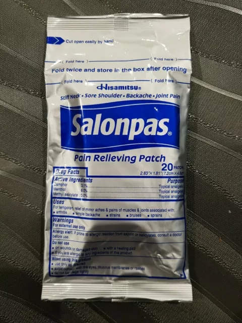 Vrai patchs SALONPAS - Patchs Soulagements Douleurs - 1 sachet de 20 patchs .