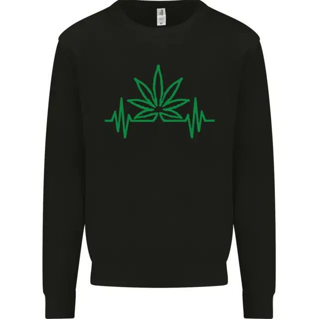 Weed Pulse Heart Cannabis Drugs ECG Mens Sweatshirt Jumper