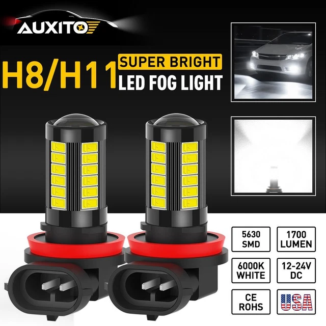 2X H11 H8 Fog Lights Bulb LED 6000K White Car Driving DRL Lamp Auto H9 AUXITO