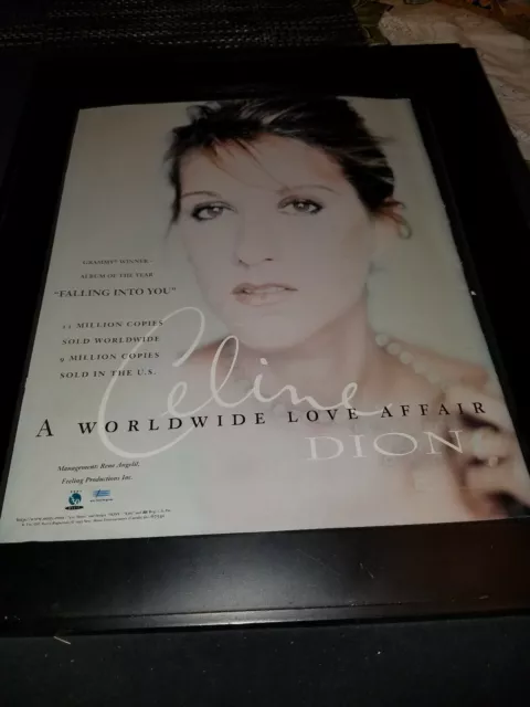 Celine Dion Falling Into You Rare Original Promo Poster Ad Framed!
