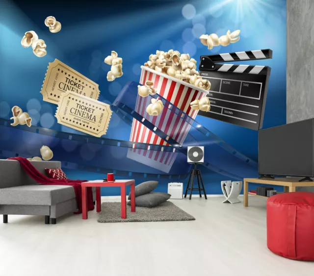 Papel pintado 3D palomitas de maíz cine R87247 mural autoadhesivo comercio Kay