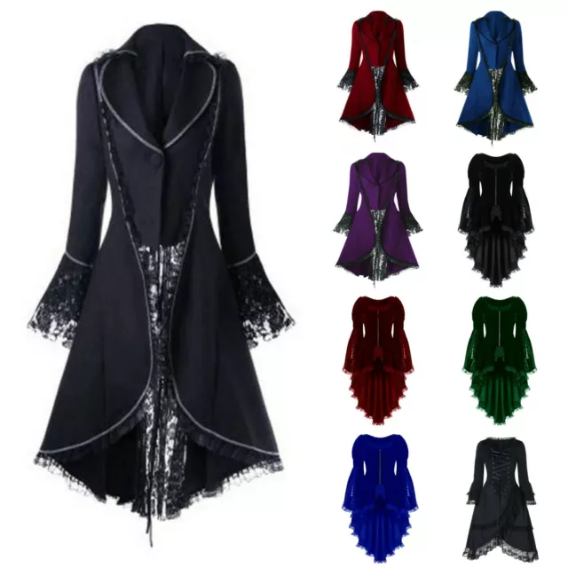 Women Retro Gothic Punk Rave Long Coats Brocade Steampunk Victorian Dress Jacket