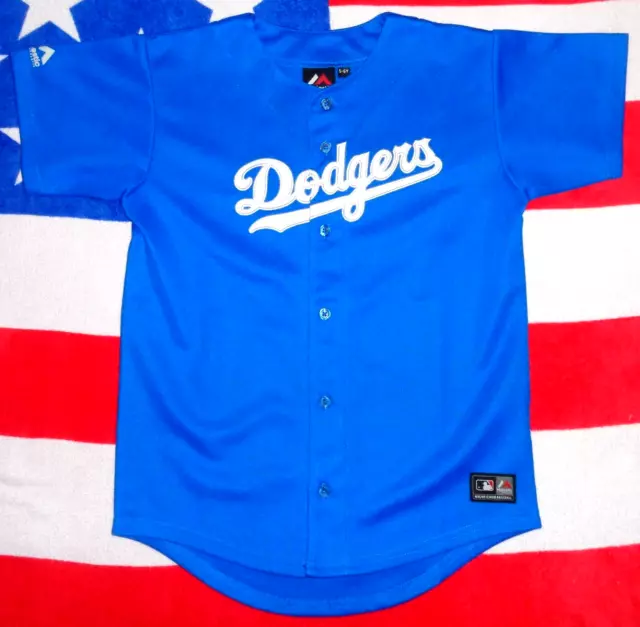 ⚾Los Angeles Dodgers⚾Majestic⚾Boys Official MLB Baseball Jersey LA⚾5-6 Years⚾01