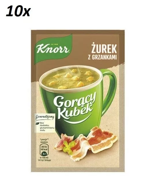 10 x KNORR Instant Soup "Sour Rye Soup with Toasts" Hot Mug QUICK COOKING POLAND