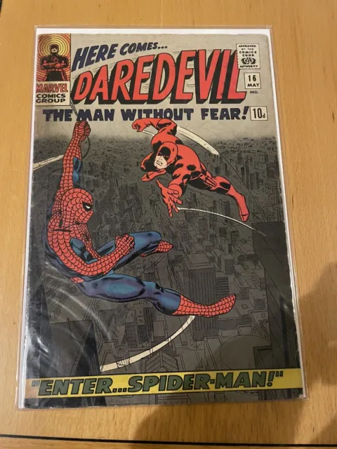 Daredevil #16 (1966) 1st Romita Sr art on Spider-Man; VG+