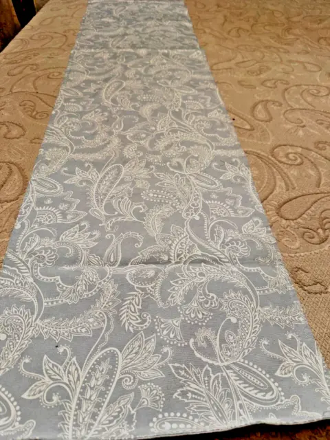 Grammercy Table Runner Blue Paisley Upholstery Fabric  68” X 14”