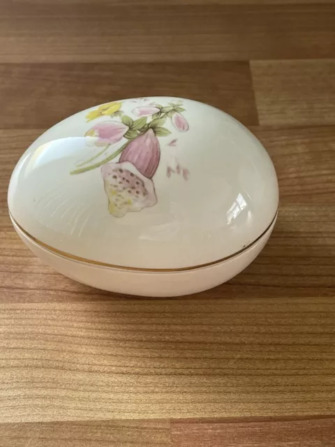 Vintage Royal Worcester Spode Palissy Egg Shaped Trinket Box /3.5 Inch