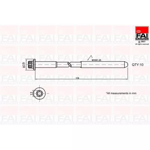 FAI AutoParts Jeu de boulons de culasse de cylindre pour CITROËN FIAT OPEL