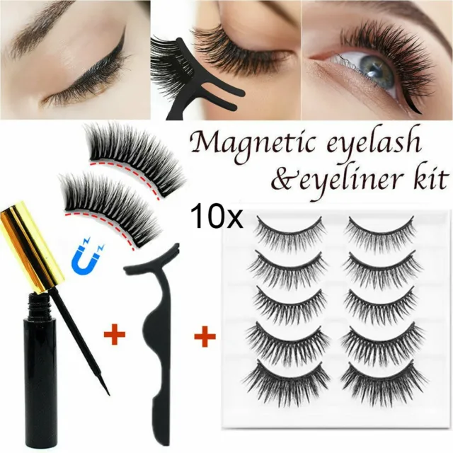 10x Magnetische Wimpern Magnetic Eyeliner Lashes Fake False Eyelashes Langlebige