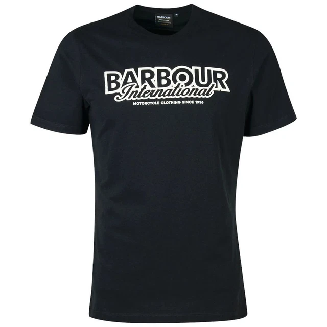 Barbour International t-shirt nera ROWLEY MTS1132 maglietta da uomo maxi stampa