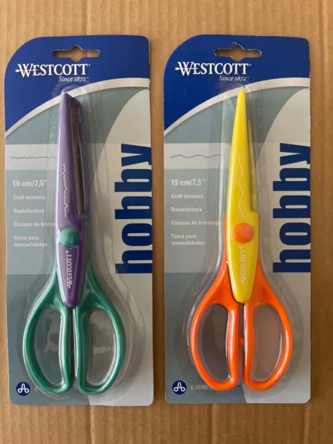 Craft Scissor Set - Westcott Razor 19cm Wavy Edge and Zig Zag cut line