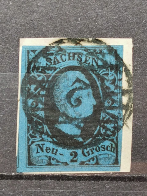 Sachsen Mi-Nr. 7 Gestempelt Briefstuck Selten