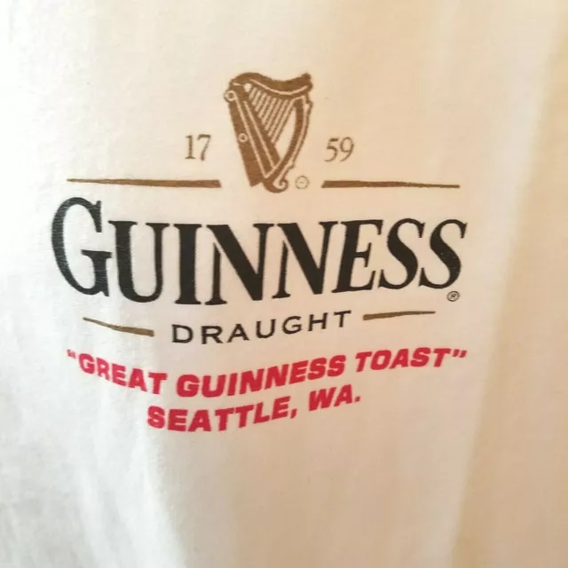 Guinness Draught Great Guinness Toast T-Shirt Seattle WA. X-L, Extra Large White 2