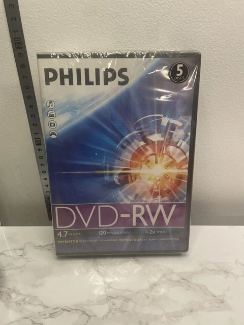 Philips DVD-RW pack of 5 Brand New 4.7 GB data, 120 minutes video New Old Stock