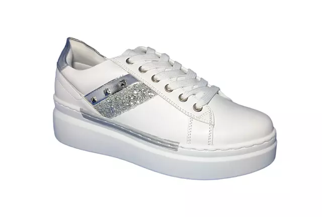 Jay Peg Scarpe Sneakers Platform Donna Ragazza 44014 Bianco Argento Dal 35 Al 40 2