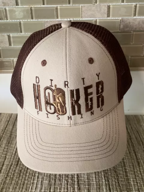 Dirty Hooker Fishing Gear Snapback Mesh Baseball Cap Brwn/Tan Adult One Size Vg