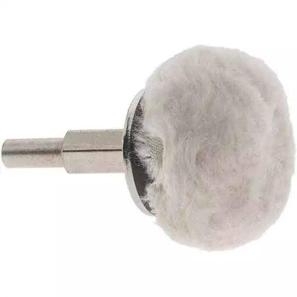 Round End Mounted Goblet Buff Bob, 1-1/2" Diameter x 1/4" Shank, Cotton Muslin