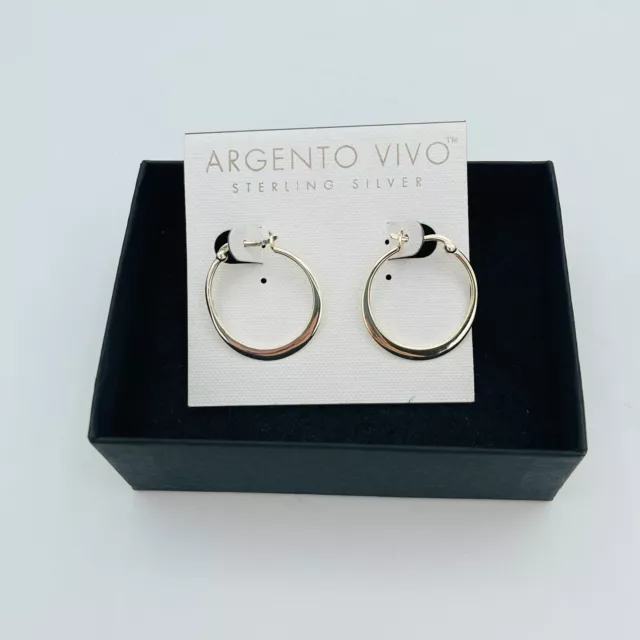 Argento Vivo Sterling Silver Hoop Earrings Original Box New