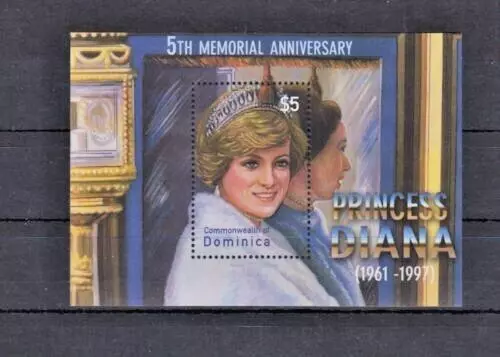 148.DOMINICA Briefmarke M/S Berühmte People-Princess Diana, 5TH. Gedenken