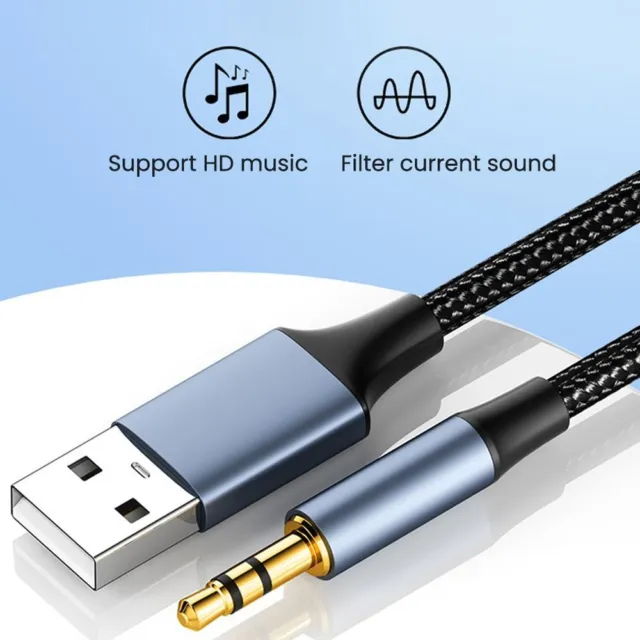 USB A to 3.5 Jack Adapter Wire Audio Cable USB to 3.5mm Male to Male Aux Line