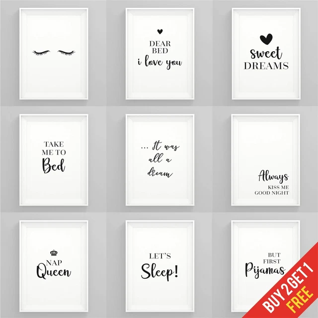BEDROOM PRINTS BLACK and White Art Prints for Bedroom Framed Wall Art