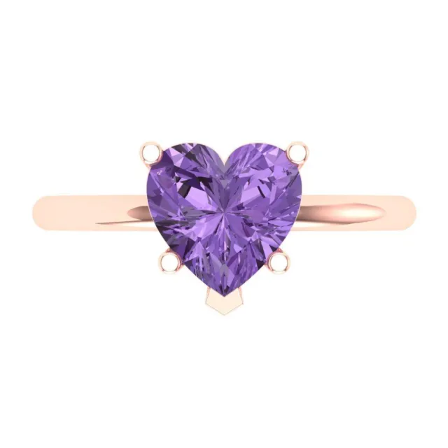 2 ct Heart Alexandrite Stone Wedding Bridal Promise Designer Ring 14k Rose Gold