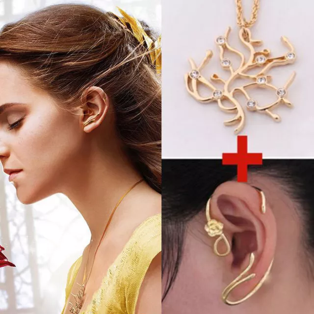 Die Schöne Und Das Biest Belle Earrings Ohrring Gold Cos + Rose Tree Halskette