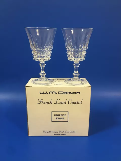 Vintage W.M. Dalton French Lead Crystal Unit No.2- 2 Wine Glasses- New in Box