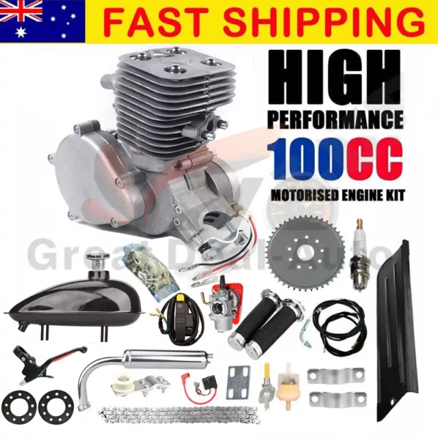 Upgraded 100CC Motorised Bike Kit 2 Stroke Motor Engine Bicycle Push Petrol Gas