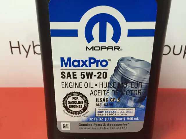 Original Mopar Motor Oil 5W20 Maxpro 2