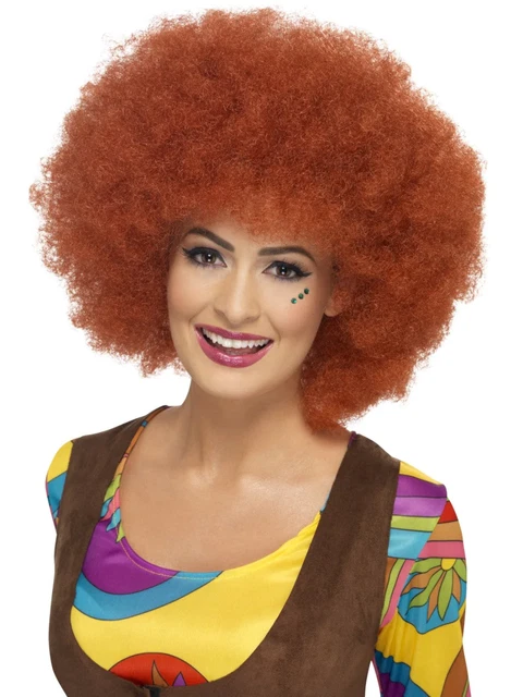 Peluca Afro Años 70 Para Mujer (azul) | Rizada, Con Flequillo Y Sin Necesidad De Pegamento