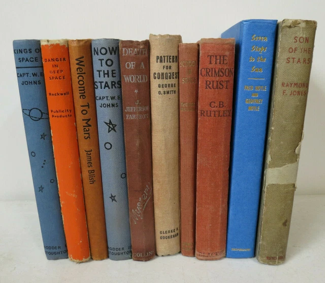 10x Science Fiction Hardbacks 1940-60s Good W.E. Johns Blish Hoyle Free Post