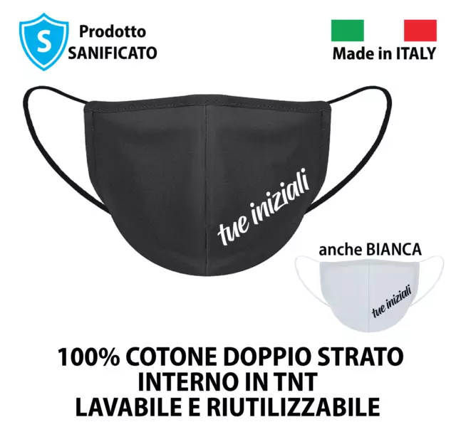 Mascherina Personalizzata Con Iniziali | 100% Cotone Made In Italy