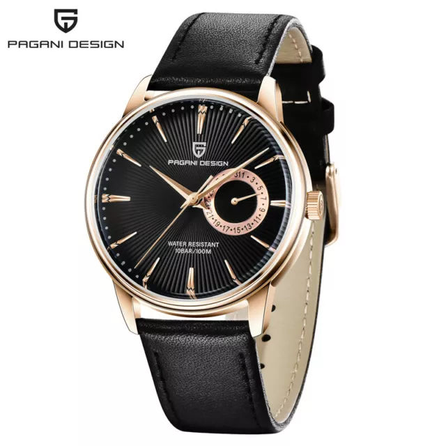 PAGANI DESIGN PD-1654 Japan Quartz Men Business Pilot Watch Leather Band Reloj