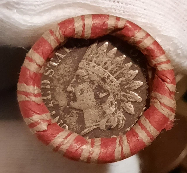 Lincoln wheat penny roll capped with Indian head ends lot #058