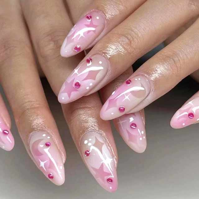 Hollow False Nails LongAlmond Press on Nails Manicure Nail Tips  Women