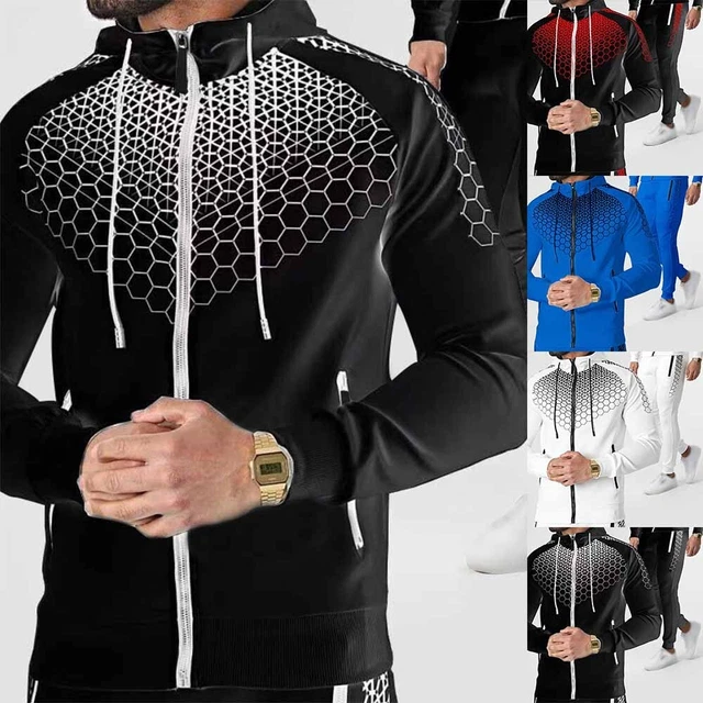 M ~ 2XL Uomo SPORTS Casual Tuta Combo-Set Felpa con Cappuccio Pullover Pantaloni